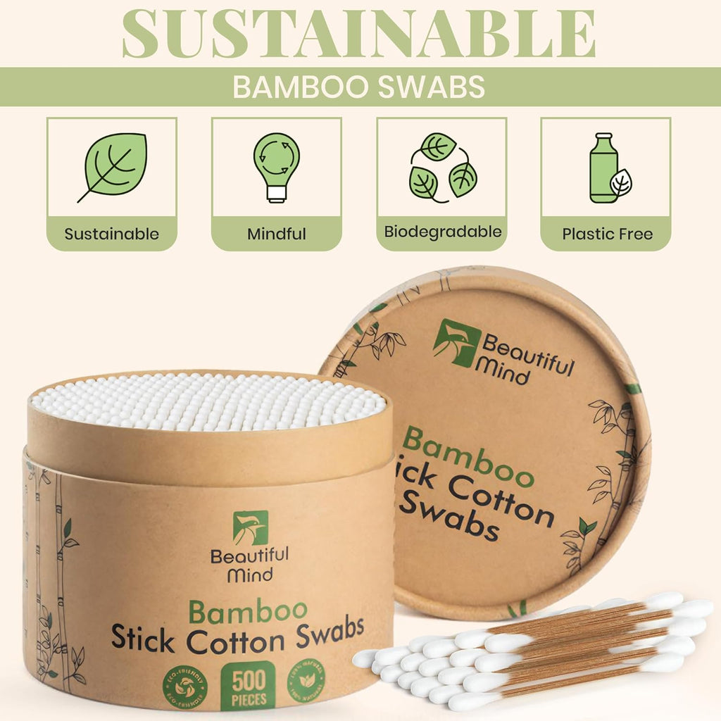 Bamboo Cotton Swabs 500 cylinder Pack