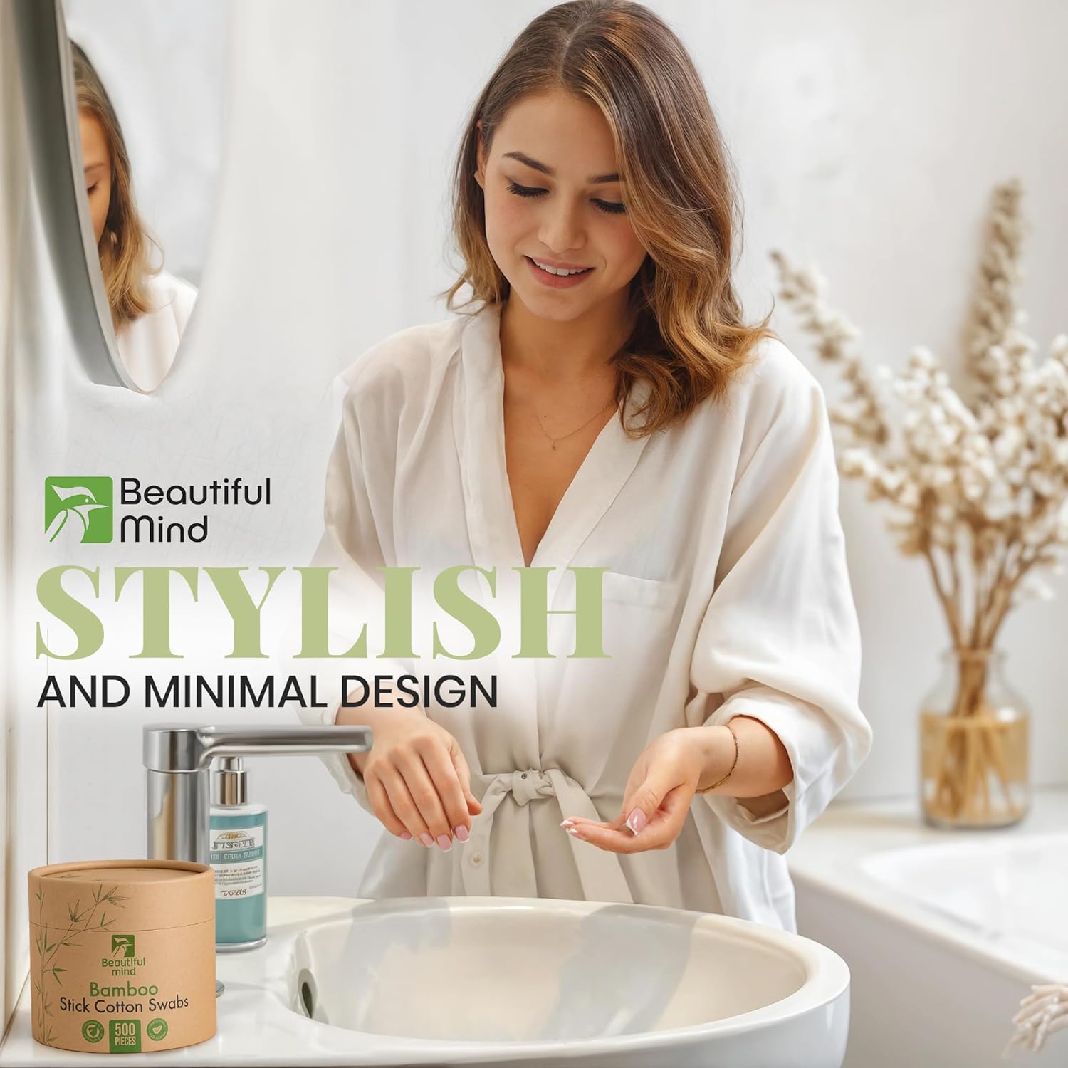 Bamboo Cotton Swabs 500 cylinder Pack