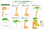 Banana hanger assembly instructions with components and steps on a white background