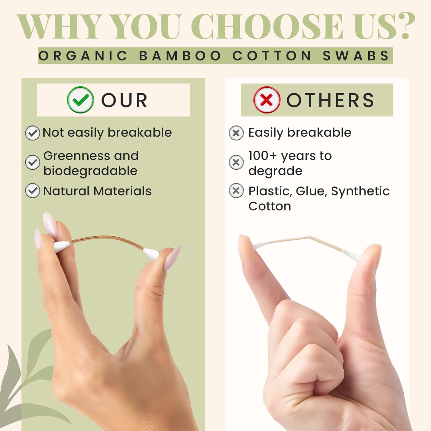 Bamboo Cotton Swabs 500 Pack