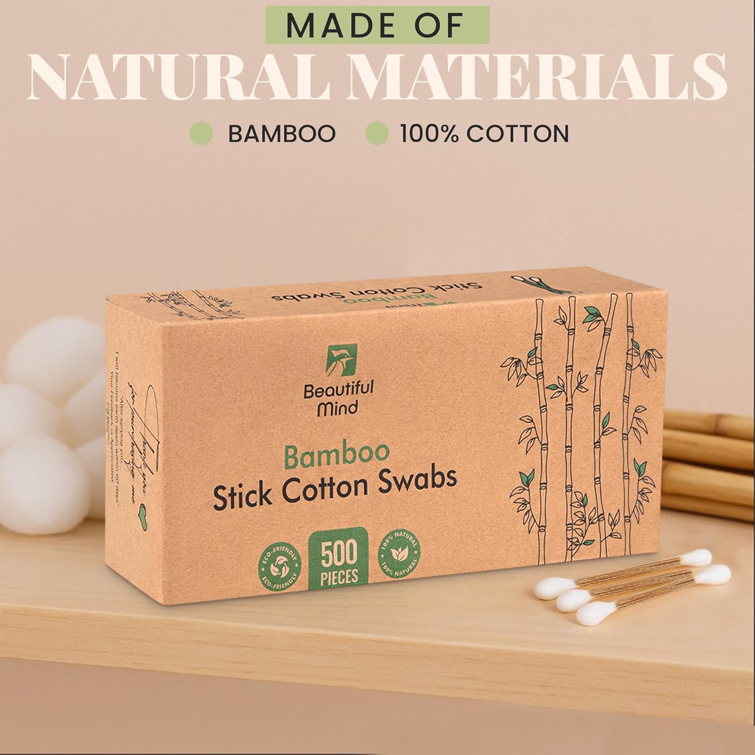 Bamboo Cotton Swabs 500 Pack