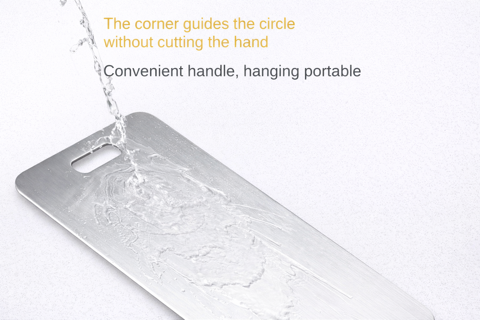 Metallic object with water droplets on a white background