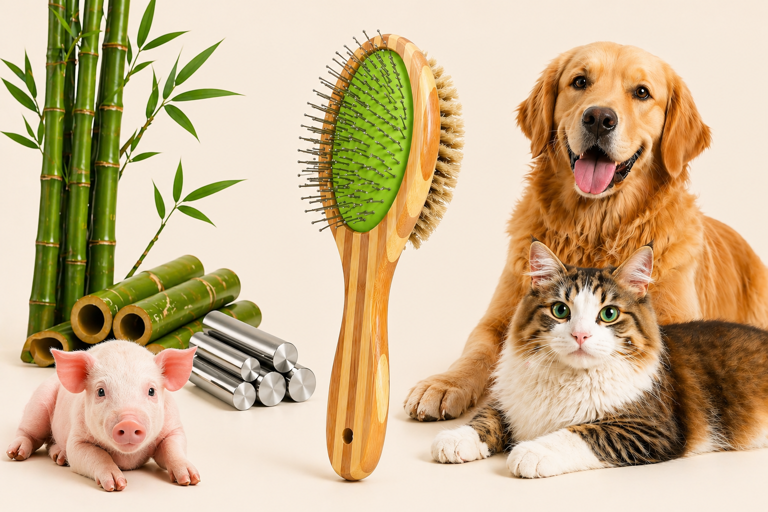 Bamboo 2-in-1 Pet Grooming Brush (1 Piece)